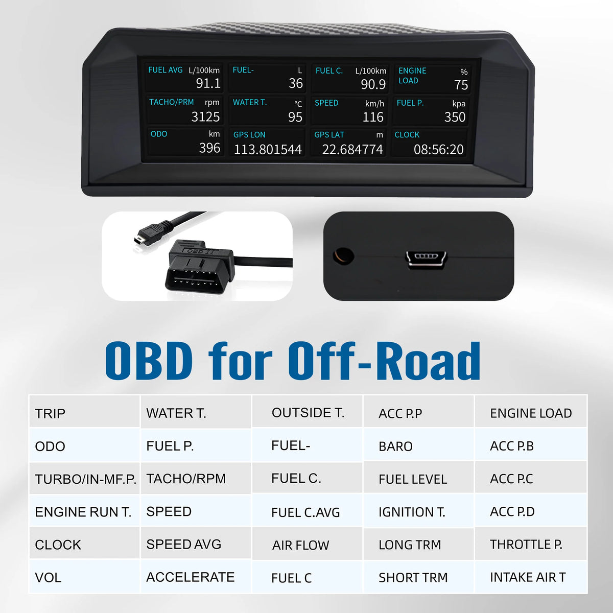 X300 OBD 3-in-1 Multifunctional Vehicle Gauge with GPS