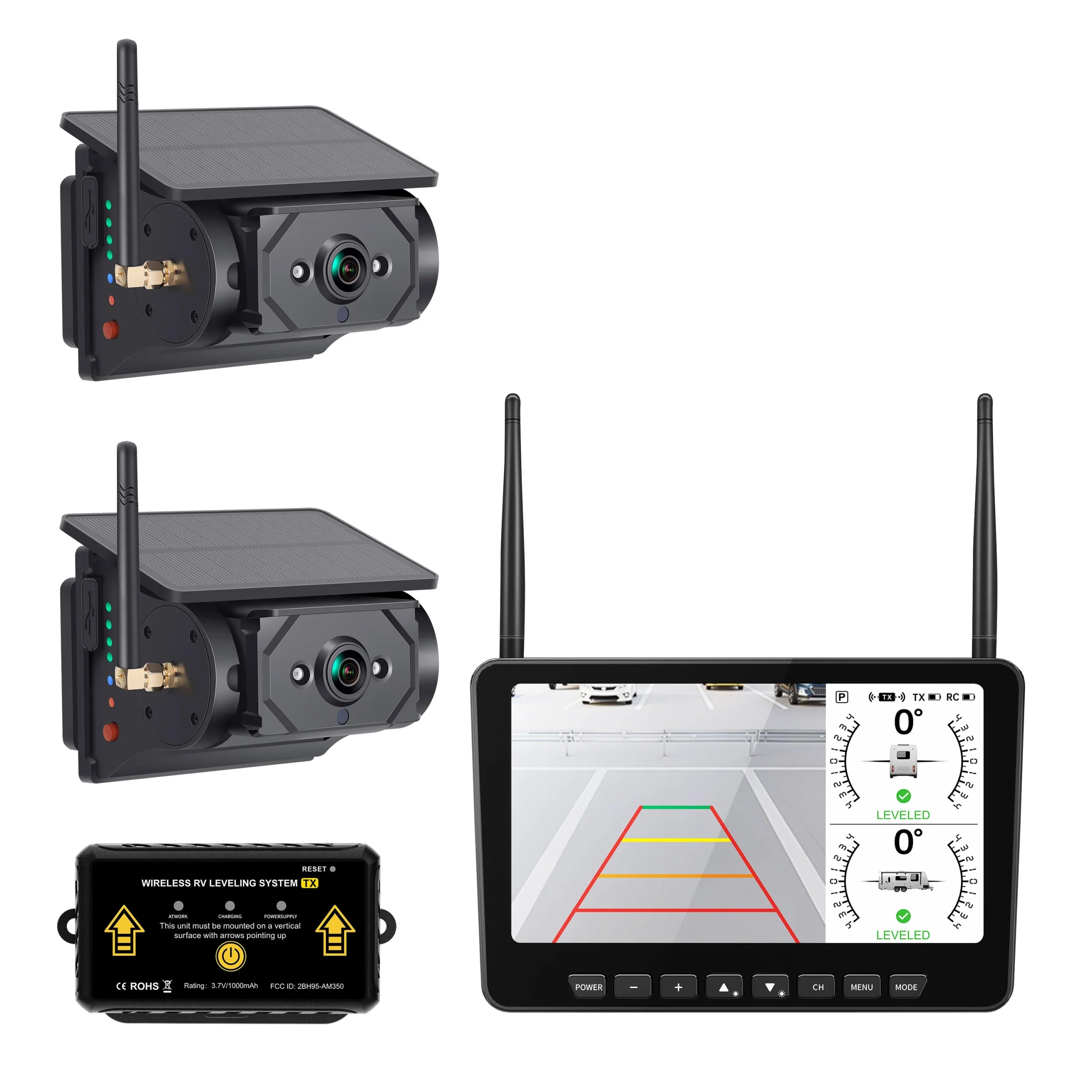 AM700D-PRO RV Leveling & Dual Camera System – 7-Inch Wireless Monitor