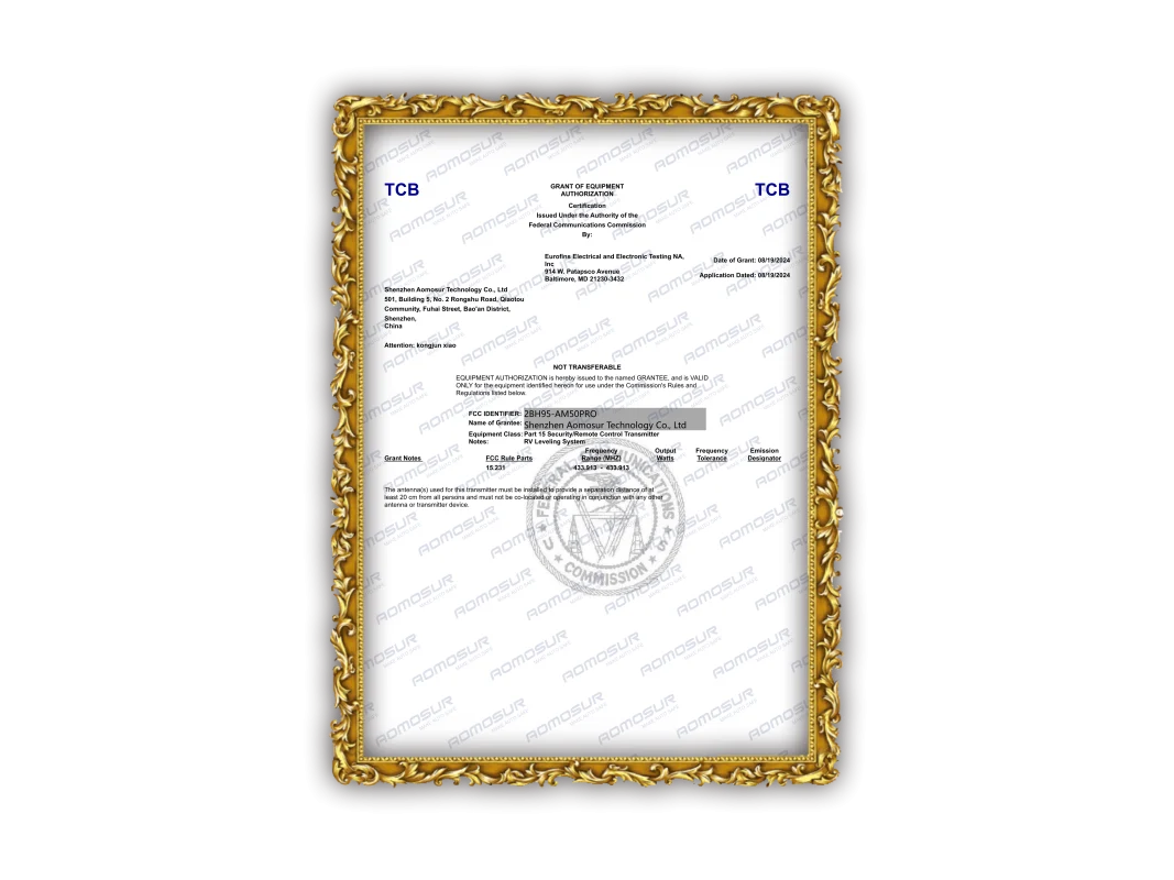 AOMOSUR patent or certification 5
