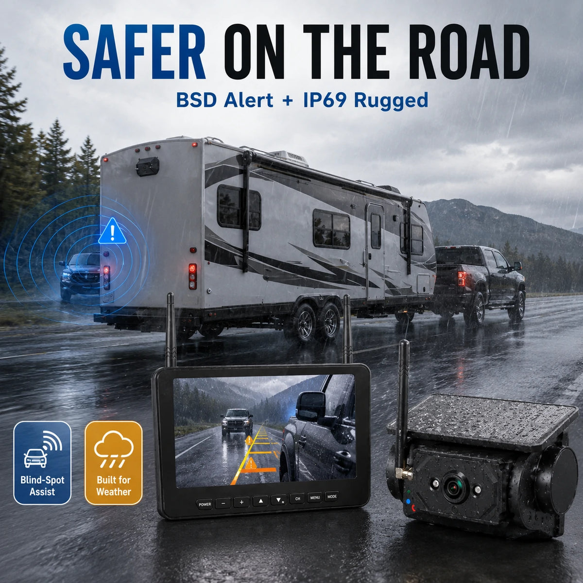 AM700 Magnetic Solar RV Backup Camera System – 7-Inch Wireless Monitor