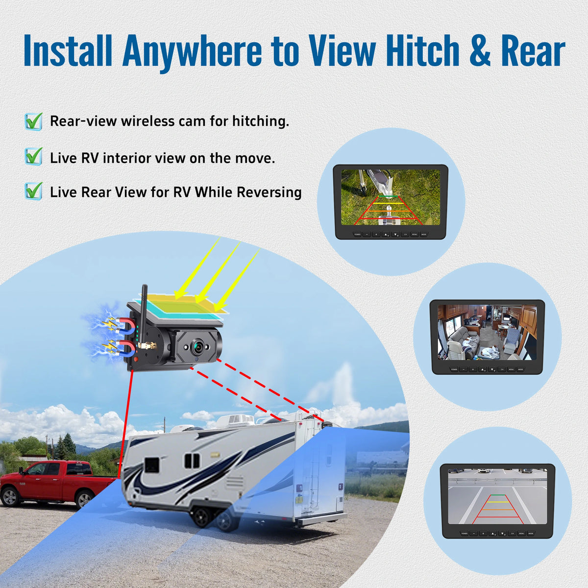 AM700D Dual Solar Wireless Rear View Camera System