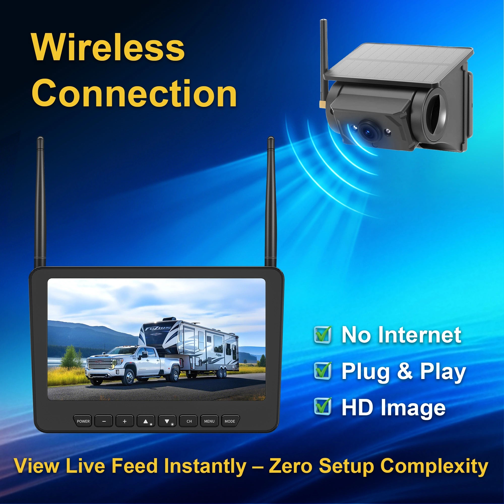 AM700D Dual Solar Wireless Rear View Camera System