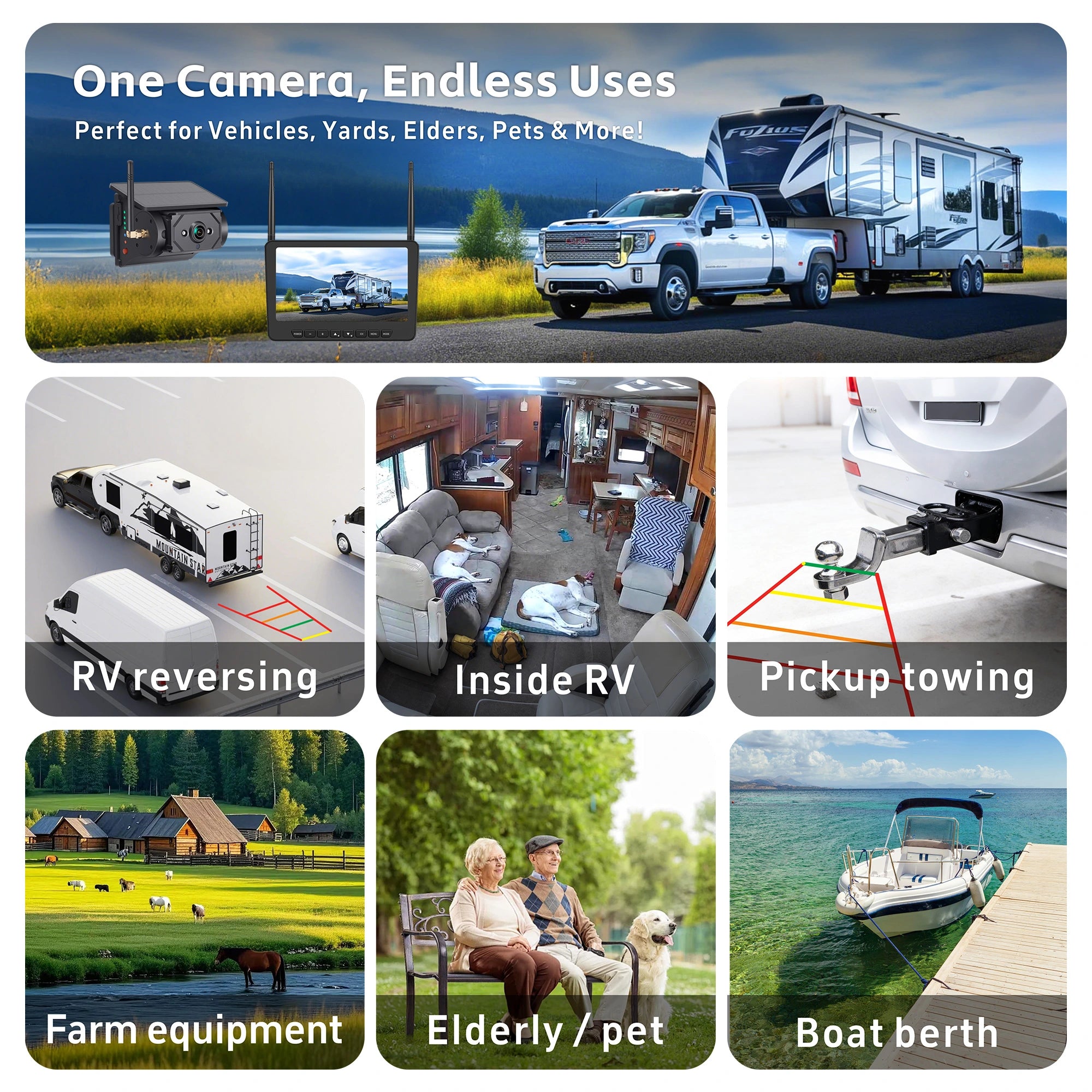 AM700D Dual Solar Wireless Rear View Camera System