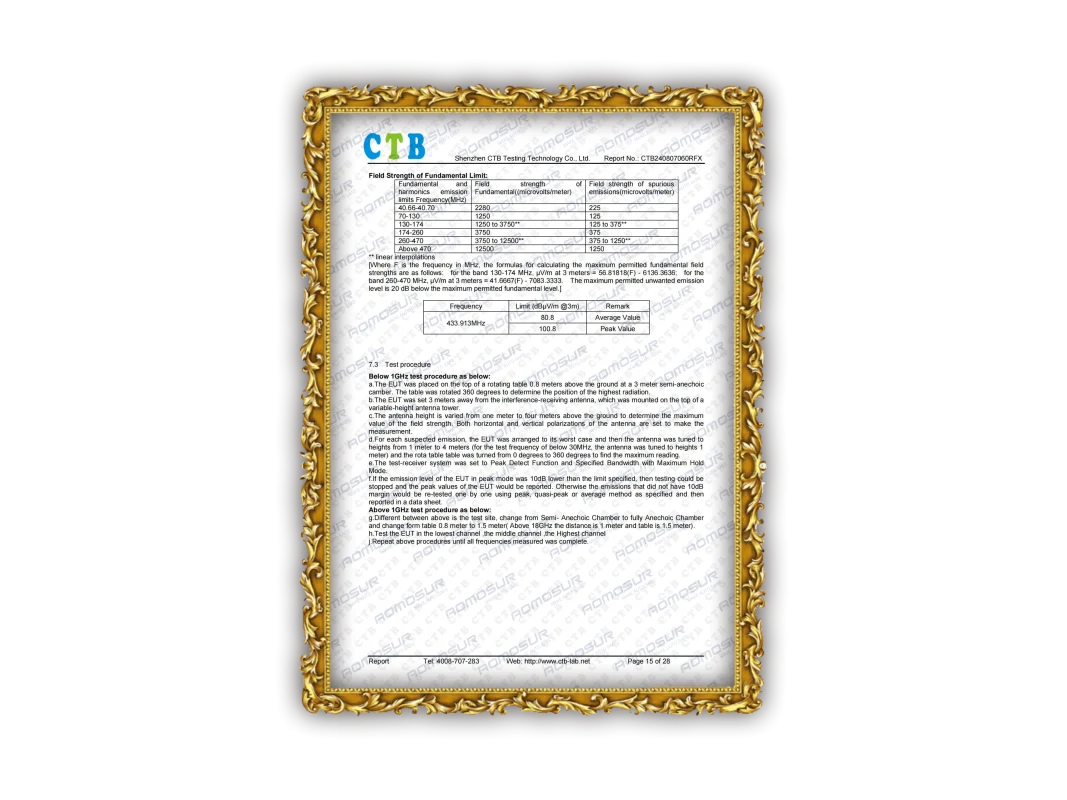 AOMOSUR patent or certification 9